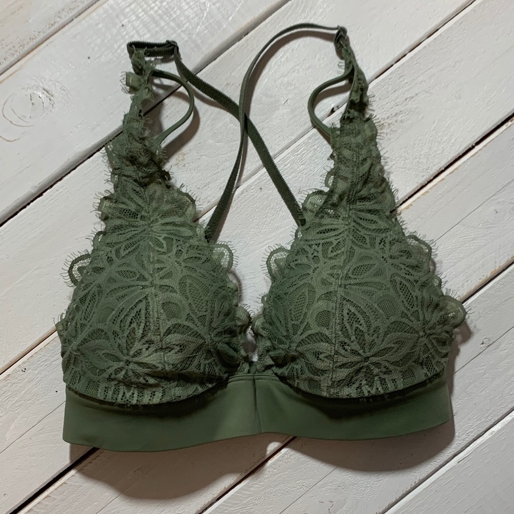 VS Pink 32D Bralette - Sage / Olive Green